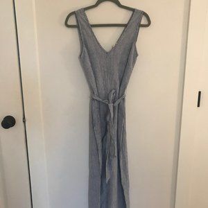 Wide Leg Linen-Blend Jumpsuit
